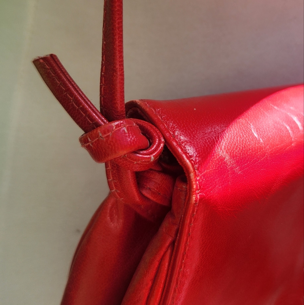 Vintage‎ 80s Red Leather Shoulder Bag Coret Made In Canada Faux Leather - Picture 2 of 10